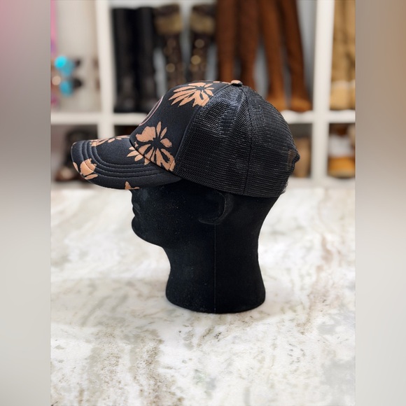 Volcom Black Trucker Hat Bronze Floral – Stone Logo Snapback NWOT - Picture 5 of 7